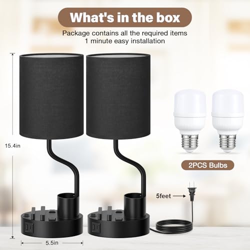 Bedside Lamps for Bedroom Set of 2 (2 Count)