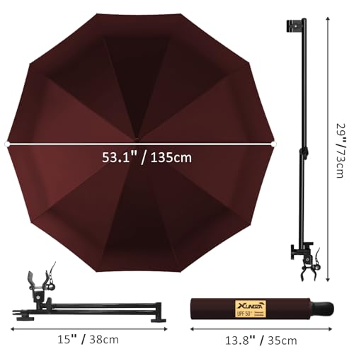 UPF 50+ Beach Umbrella with Adjustable Universal Clamp