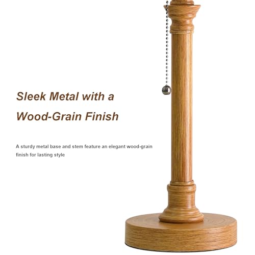 19.5" Wood Grain Rustic Table Lamps Set of 2 for Living Room Bedroom