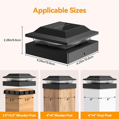 Solar Post Cap Lights for 4x4 Wood (6 Count)