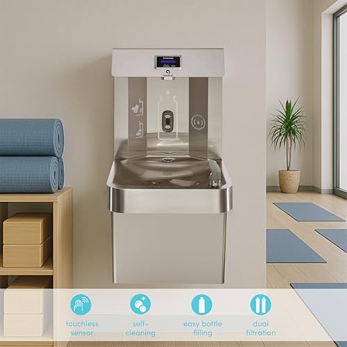 Wall Mounted Water Fountain with Bottle Filling Station