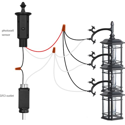 Dusk to Dawn Outdoor Lamp Post Lights with GFCI Outlet (3 Count)