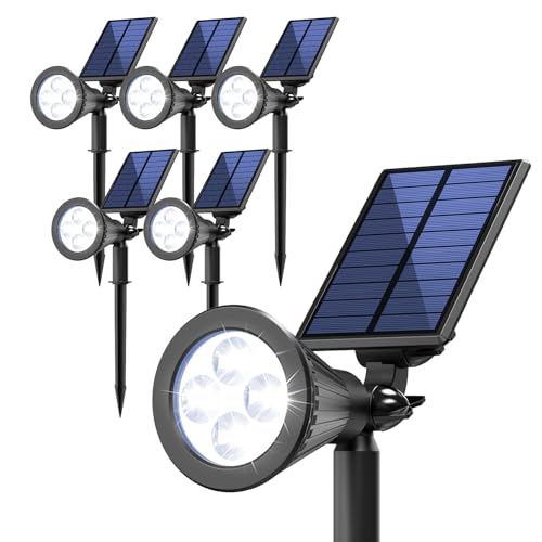 6 Pack Solar Spot Lights Outdoor Waterproof with Focus Beam (6 Count)