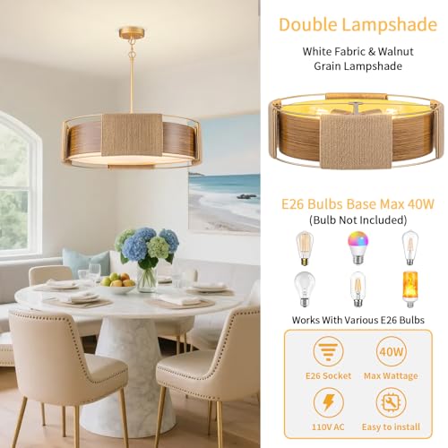 23.62'' Rattan Chandelier for Dining Room