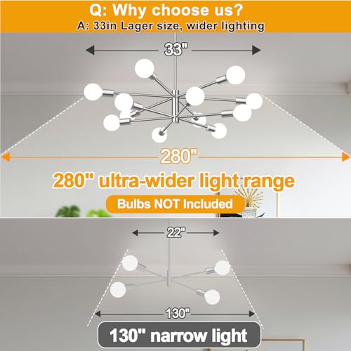 11" 52" Height Adjustable Modern Chandelier Ceiling Light Fixture
