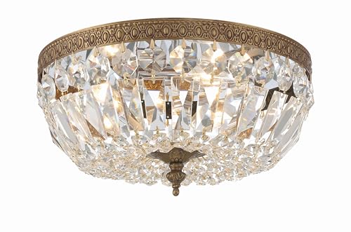 3 Light Spectra Crystal Olde Brass Flush Mount