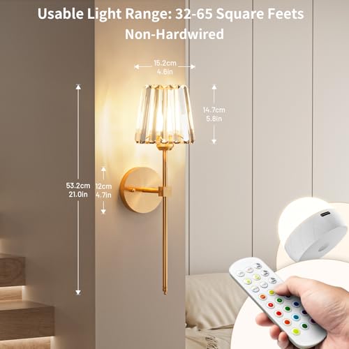 Crystal Battery Operated Wall Sconces Set of 2 (2 Count)