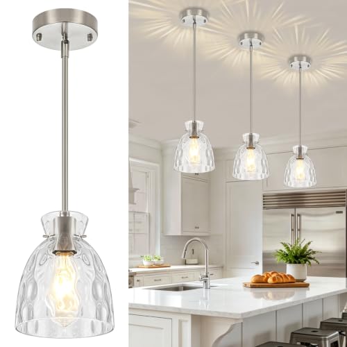 Modern Brushed Nickel Pendant Lights Kitchen Island 1 Pack Hanging Light
