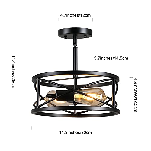 Farmhouse Semi Flush Mount Ceiling Light Fixtures