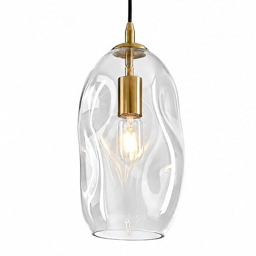 Glass Pendant Lights Kitchen Island Modern Gold Organic Clear Glass Light