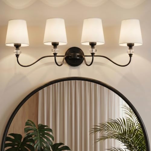 4 Light Vintage Bathroom Vanity Light Fixtures Over Mirror