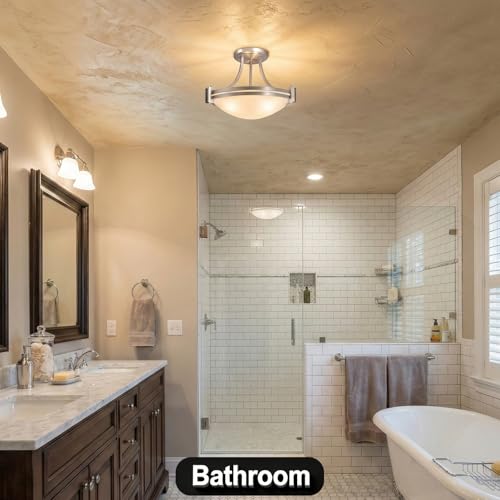 12 Inch Semi Flush Mount Ceiling Light Brushed Nickel ETL Listed