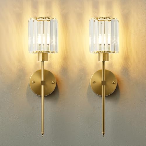 Hardwired Crystal Wall Sconces Set of 2