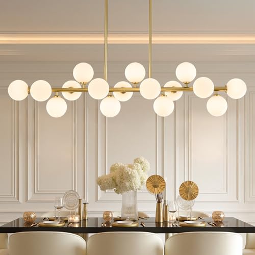 55" Mid Century Modern Glass Globe Sputnik Chandelier with White Bubble