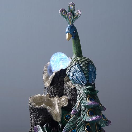 Tabletop Peacock Waterfall Fountain