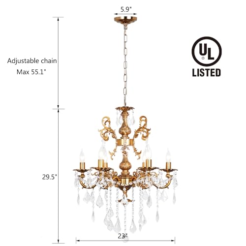 Crystal Chandelier Antique Gold Chandelier Lighting