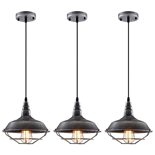 Black and Silver Pendant Light fixtures 10.5 inches 3 Packs (3 Count)