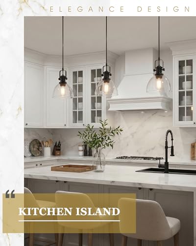 2 Pack 7.5" Black Pendant Lights Kitchen Island