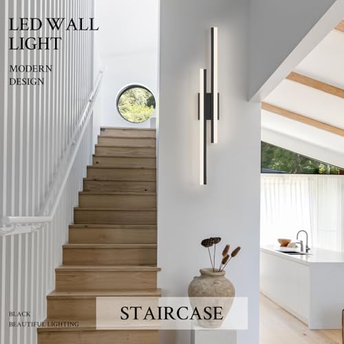 LED Wall Sconce Black Modern Remote Wall Light Fixtures for Living Room