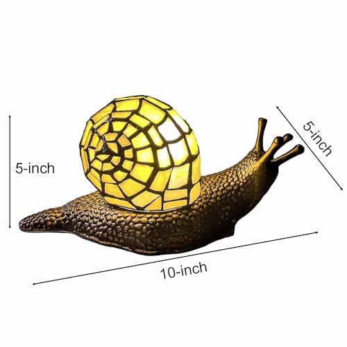 L10943 Yellow Land Snail Tiffany Style Stained Glass Accent Lamp