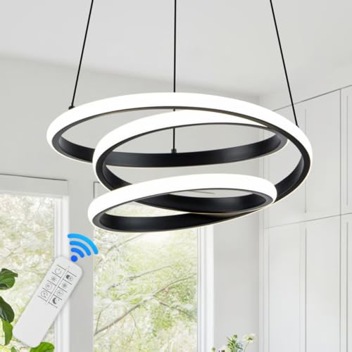 13.78 inches Black Dimmable Modern Led Chandelier with Remote Control