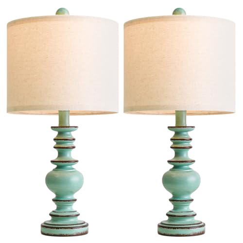 20" Distressed Teal Bedside Lamps Set of 2 (2 Count)