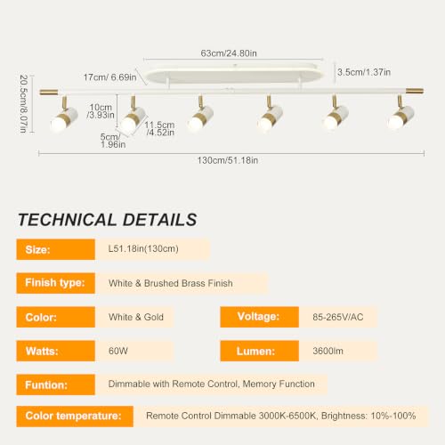 6 Light LED Track Lighting Fixtures Ceiling