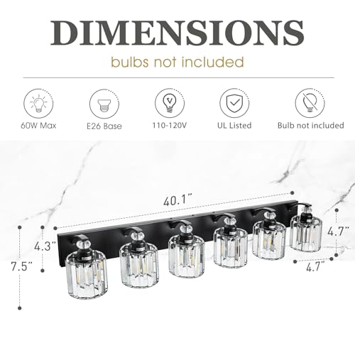 6 Light Black Bathroom Light Fixture Modern Vanity Lights Over Mirror Vintage Wall Sconce Lighting for Bathroom