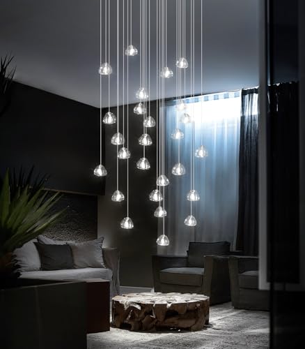 LED Rectangular Glam Chandeliers for Living Room Dining Room Light Dimmable High Ceiling Pendant Lights Fixtures Lighting 26