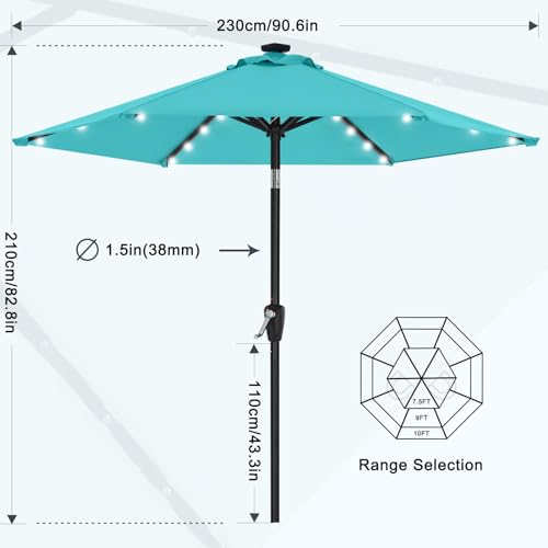 7.5ft Patio Umbrella with Solar Lights