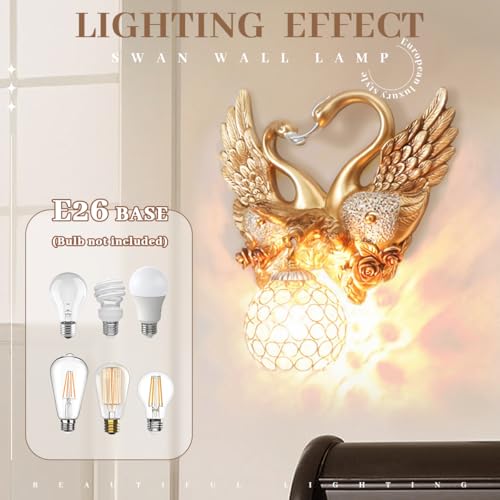 Gold Living Room Wall Sconce Vintage Crystal Glass Wall Lamp E26