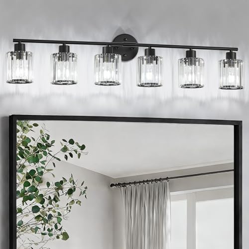 Modern Black Crystal Bathroom Light Fixtures