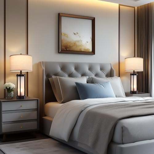 Modern Table Lamps for Living Room with 2 USB Charging Ports