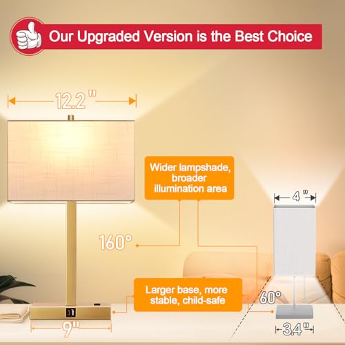 21" Set of 2 Table lamp with USB A+C & AC Outlets (2 Count)