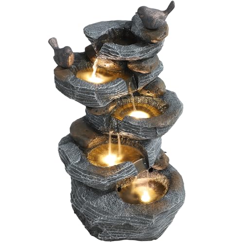 5 Tiers Cascading Rock Water Fountain Outdoor