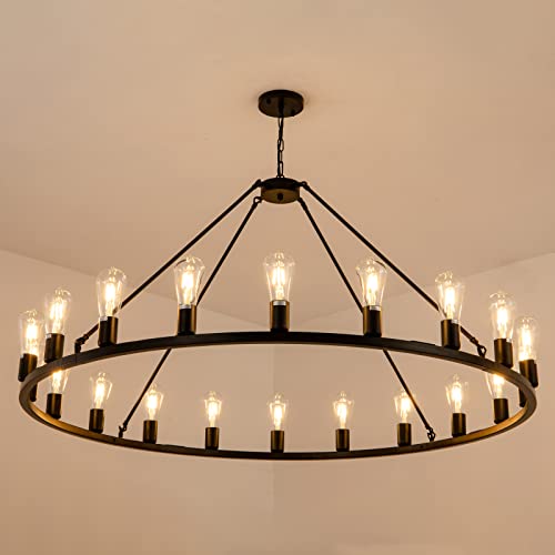 48” 20 Light Extra Large Wagon Wheel Chandelier
