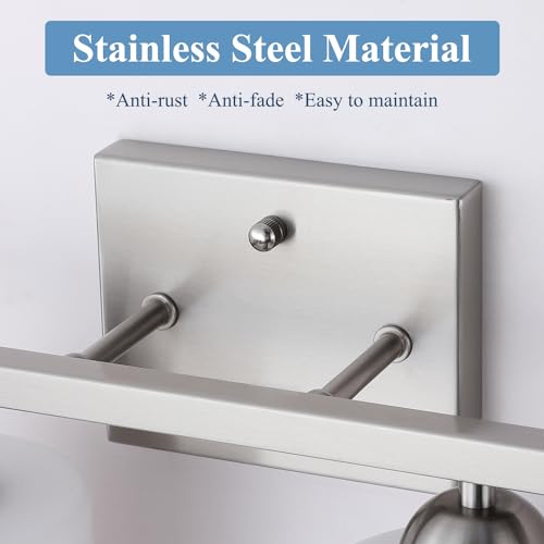 Stainless Steel Milk Glass Vanity Lights for Bathroom