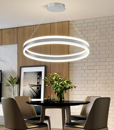 D23.6'' Modern Ring Chandelier for Dining Room LED Dimmable Pendant Lighting High Ceiling Chandelier for Living Room Foyer Bedroom Entryway 3000K