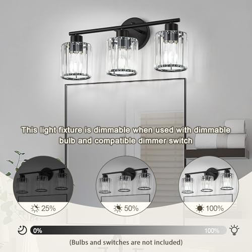 Modern Black Crystal Bathroom Light Fixtures
