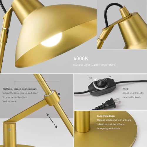 Desk Lamp Modern Industrial 100% Metal Adjustable Table Lamp 24"