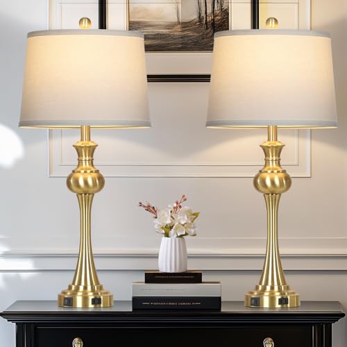 28.75" Gold Table Lamps for Living Room (2 Count)