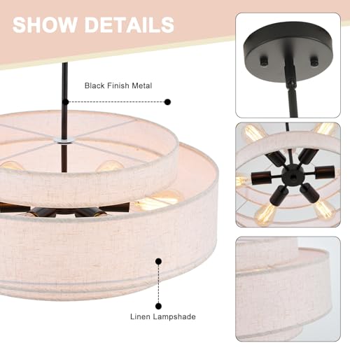 23.6" Modern Large Drum Chandelier