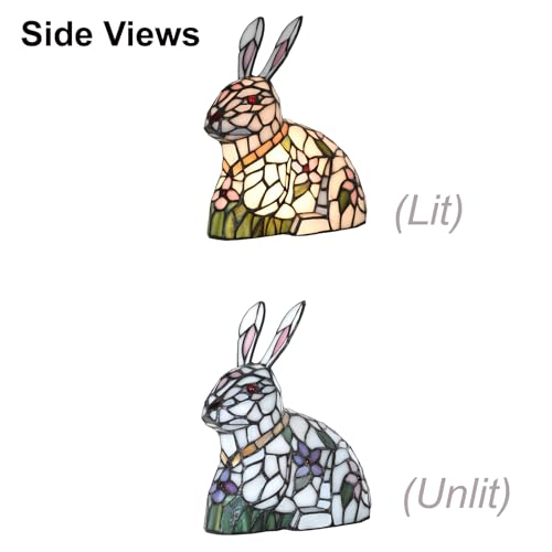 A0012 Tiffany Style Lovely Ratbbit Table Lamp Handmade Stained Glass Animal Night Light