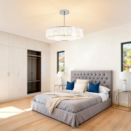 Modern Crystal Chrome Semi Flush Mount Ceiling Light Fixtures 20'' (Chrome / 20 in)