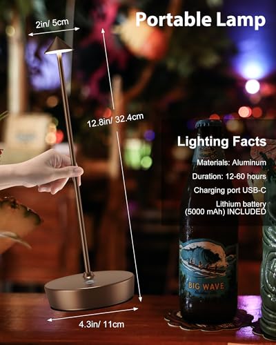 Cordless Table Lamp Rechargeable 6000mAh Battery Outdoor LED Light