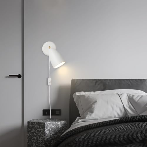 Modern White Plug in or Hardwire Wall Light Sconces