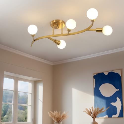 Gold Modern Sputnik Ceiling Light Fixture 5
