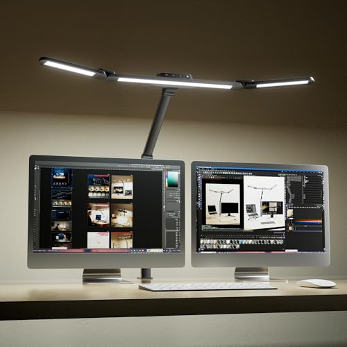 Wide Desk Lamp with Clamp for Dual Monitors