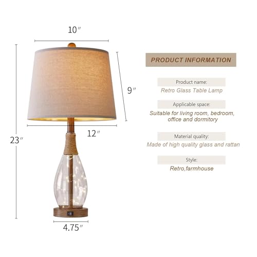 2 in 1 Bedside Table Lamps Set of 2