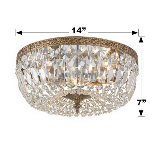 3 Light Spectra Crystal Olde Brass Flush Mount